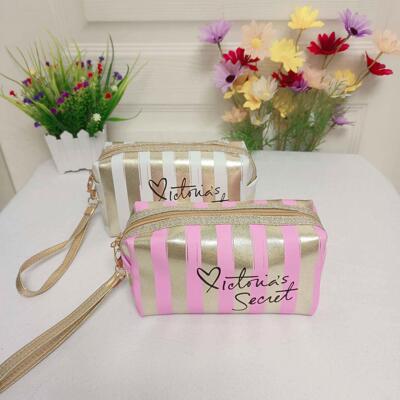 VS Striped Waterproof Cosmetic Bag Make Up Pouch Small