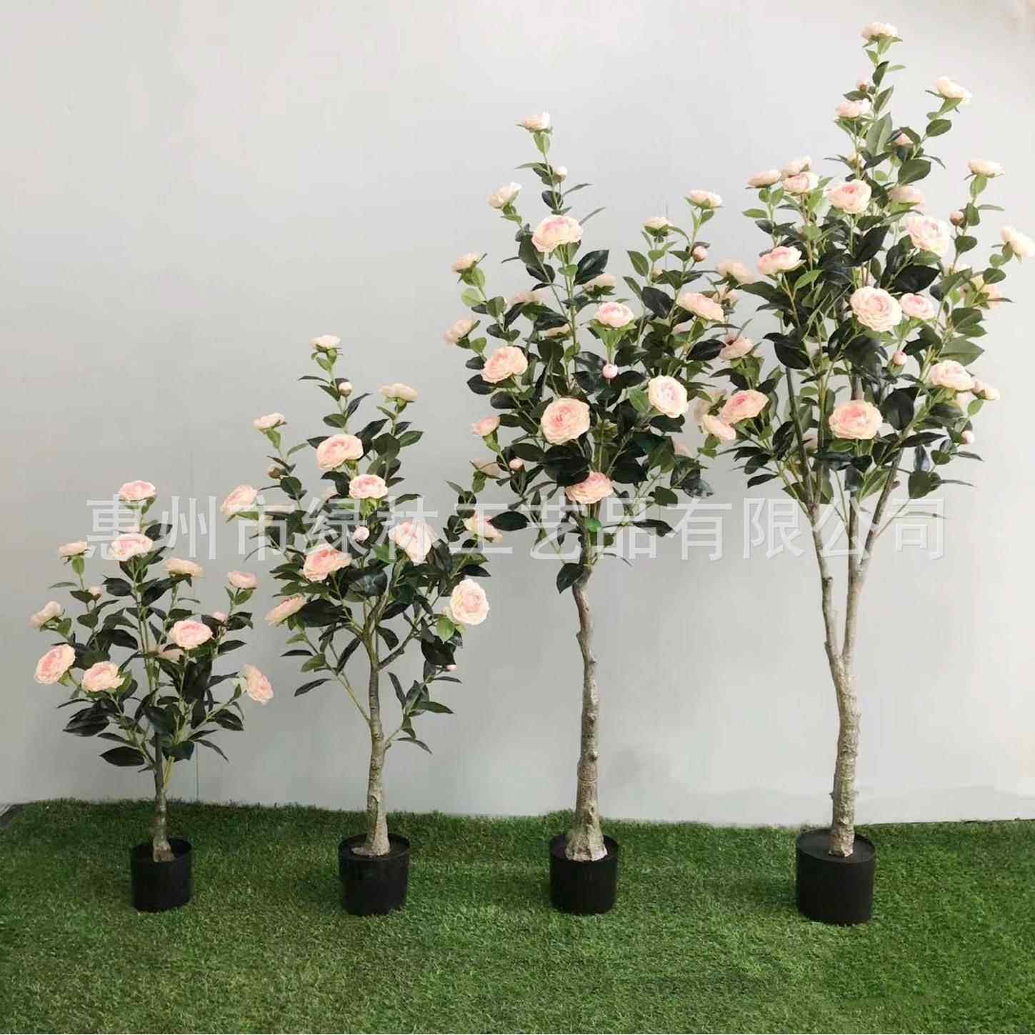 仿真玫瑰花盆栽假月季花客厅餐桌摆件茶花仿真绿植盆栽干花可