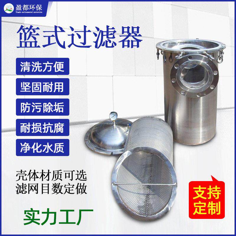 去杂质提篮过滤器泳池毛发收集器立 式除污器碳钢篮式过滤器
