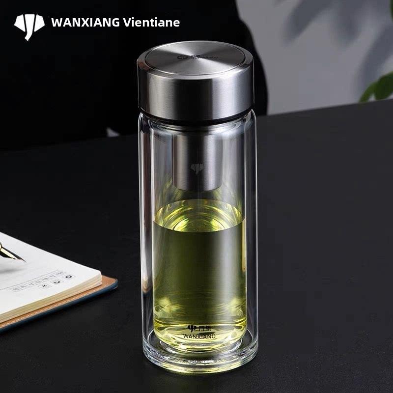 万象新型双层玻璃隔热防烫车载便携水杯商务办公茶杯V303