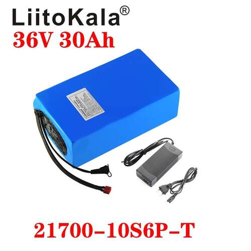 LiitoKala 10S6P 36V 30Ah 21700电池组 1080W 电动自行车电池组