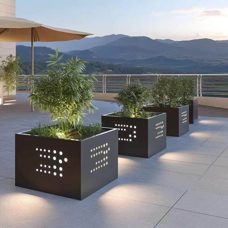 户外花箱组合灯箱太阳能灯光花槽餐厅奶茶店外摆隔断室外花坛