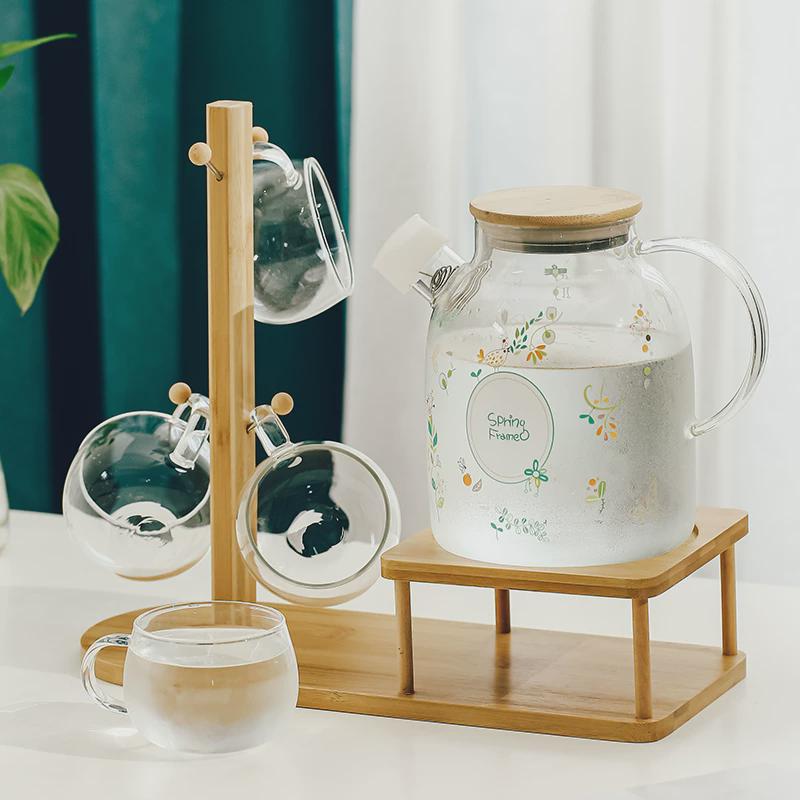 日式玻璃泡茶壶冷水壶套装家用大容量耐高温煮茶壶花草茶壶凉水壶
