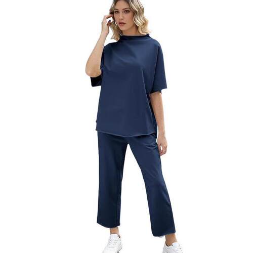 Womens Two Piece Outfits Crew Neck Pullover Tops 3/4 Batwing
