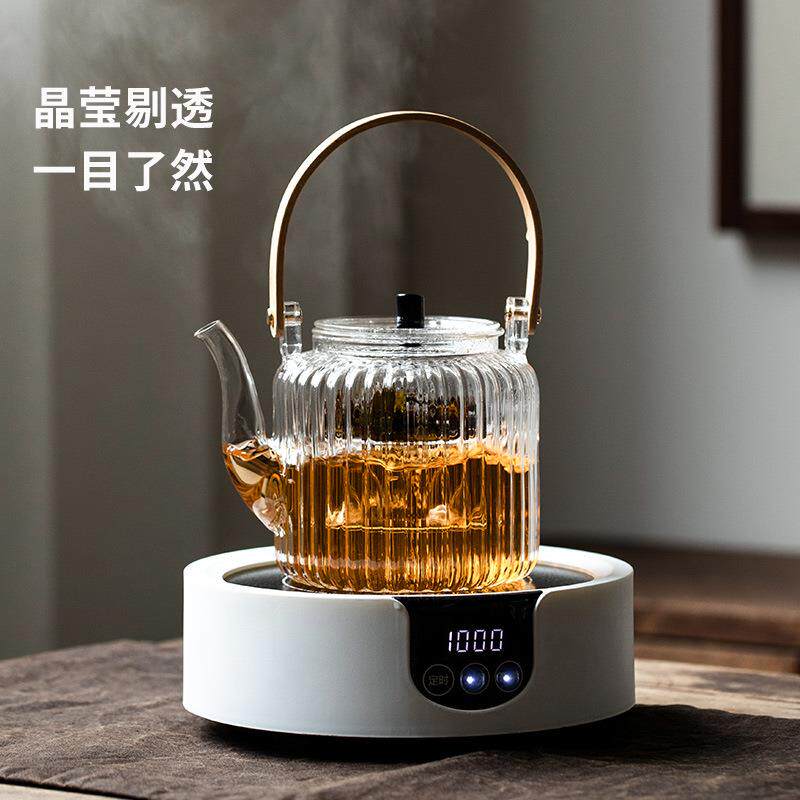 日式玻璃煮378茶壶具单壶套过装高温茶陶炉烧水壶大提梁滤泡电茶