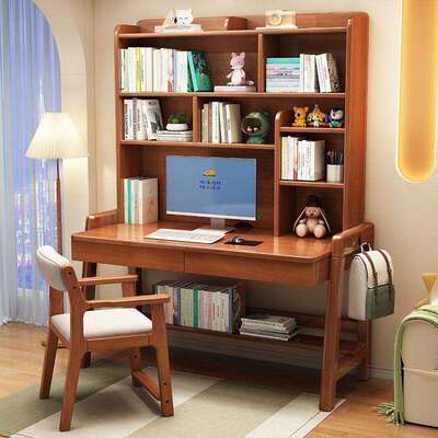 实木一升降书桌书架体式儿童学习桌卧室简约家用小中RWR学生字写