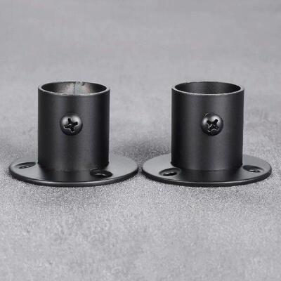 2pcs Flange Rod Holder Wardrobe Hanging Rail Rod Pole