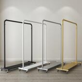 中岛架带轮子 挂衣架组合双排货架带板衣服落地式 服装 店展示架女装