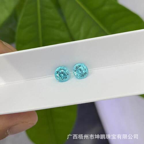 源头厂家霓虹蓝帕拉伊巴实验室培育蓝宝石湖水蓝圆形手饰裸石戒面