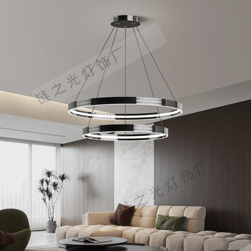 现代极简意式轻奢圆形设计师别墅全光谱客厅餐厅卧室艺术多圈吊灯