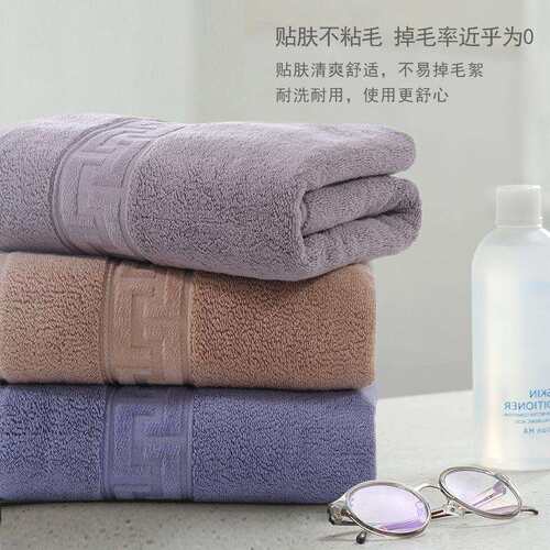 图强跨境商超长绒棉浴巾全棉加厚480克素色缎档纯棉浴巾可绣LOGO