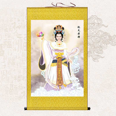 道场神像神仙女娲画画像托娘娘老母材质天布挂画女娲补天画绢卷轴