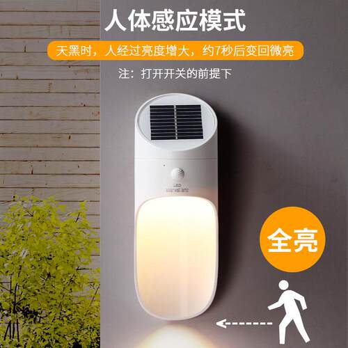 跨境亚马逊新款 太阳能LED光控雷达感应壁灯 创意户外庭院草坪灯