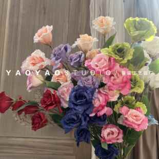 ins风6头洋桔梗仿真花假花客厅装饰品花束摆件婚纱摄影婚庆插花