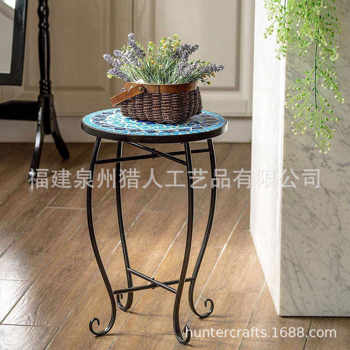 中式精美几何图案马赛克铁艺花架室内外阳台花园装饰花架