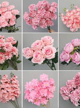 粉色仿真花婚庆路引排花装饰绢花花艺花材假花绣球花拱门花道具花