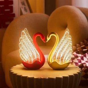 新款 饰∑ 情侣天鹅创意摆件结婚高级实用家居客厅电视柜酒柜玄关装