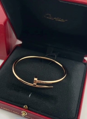 公价6.15】99新卡地亚玫瑰金钉子手镯宽版无钻B6048117正品