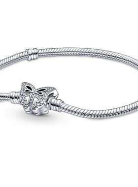 925 Sterling Silver bracelet Heart T-Bar Cuff Chain Sparklin