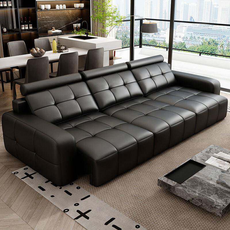 2026新款劳伦斯电动功能客厅头层真皮沙发床伸缩可躺可睡直排沙发