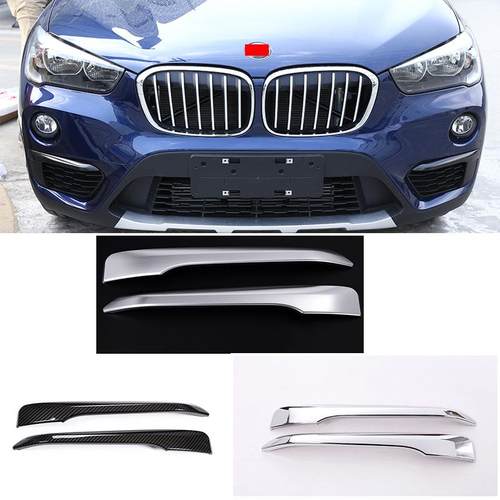 适用于16-19款宝马X1前雾灯饰条ABS2件套