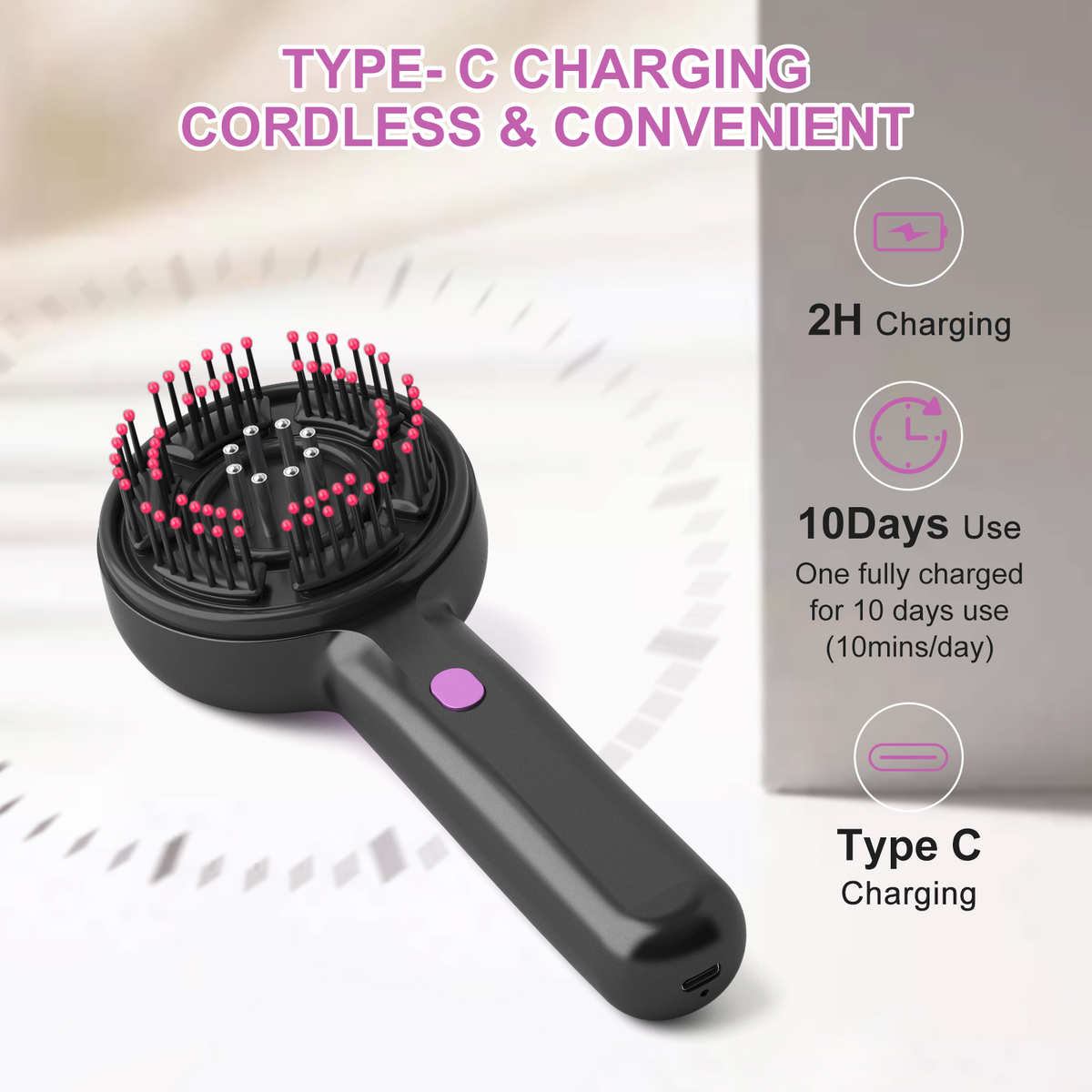 新品多功能电动头皮头部按摩梳红光密发防脱头皮导液美发梳