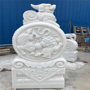 石鼓门墩仿古一对家用石雕门蹲门当户对汉白玉抱鼓石摆件