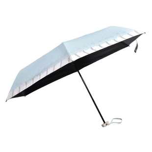 yoco条纹大花折叠拉链扁日系简约黑胶遮阳防UV太阳伞女晴雨两用