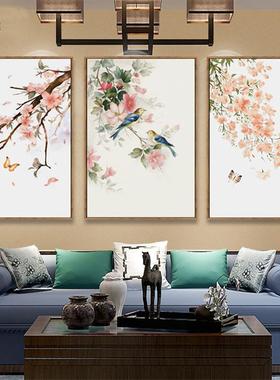 关新中式客厅室花鸟装饰画餐厅过道植物花卉挂HTL-256卧玄小画清