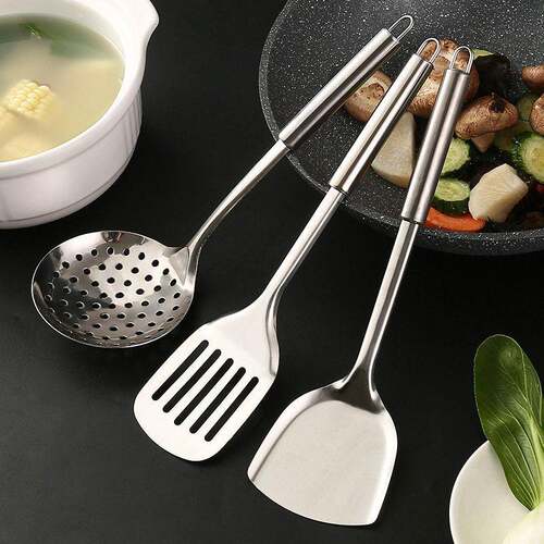 Kitchen Stainless Steel Thickened Heat-Resistant Turner, Slo