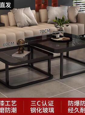 新客厅茶几家简约AL11方形桌子轻奢用极款简高级感网几红岩板玻璃