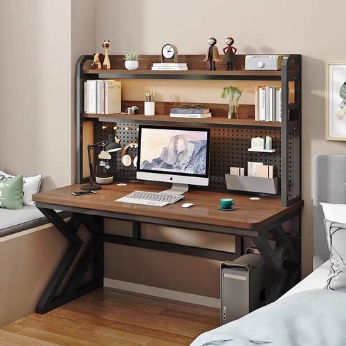 台式电脑桌家用书桌书架一体组合小户型洞洞板学习桌子卧室办公桌