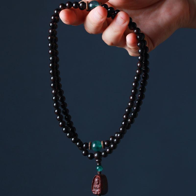 小叶紫檀手串佛珠男女文玩念珠多圈手链项链南无阿弥陀佛吊坠礼物