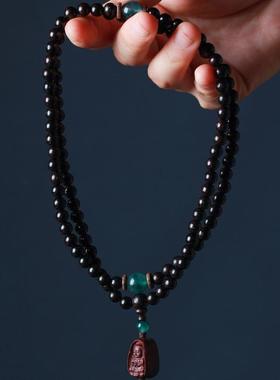 小叶紫檀手串佛珠男女文玩念珠多圈手链项链南无阿弥陀佛吊坠礼物