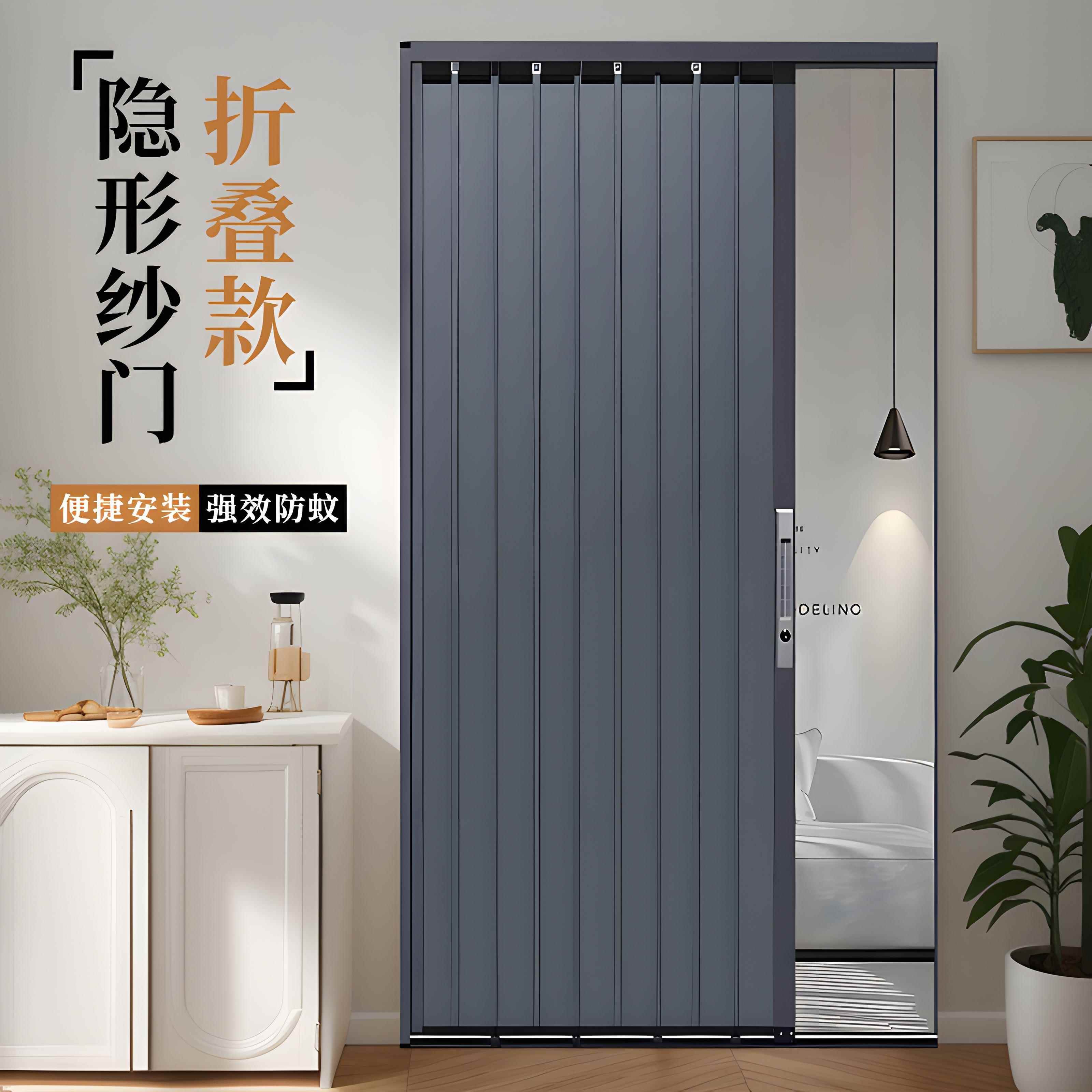 铝合金折叠门免打孔厨房卧室卫生间阳台隔断伸缩简易推拉门无下轨