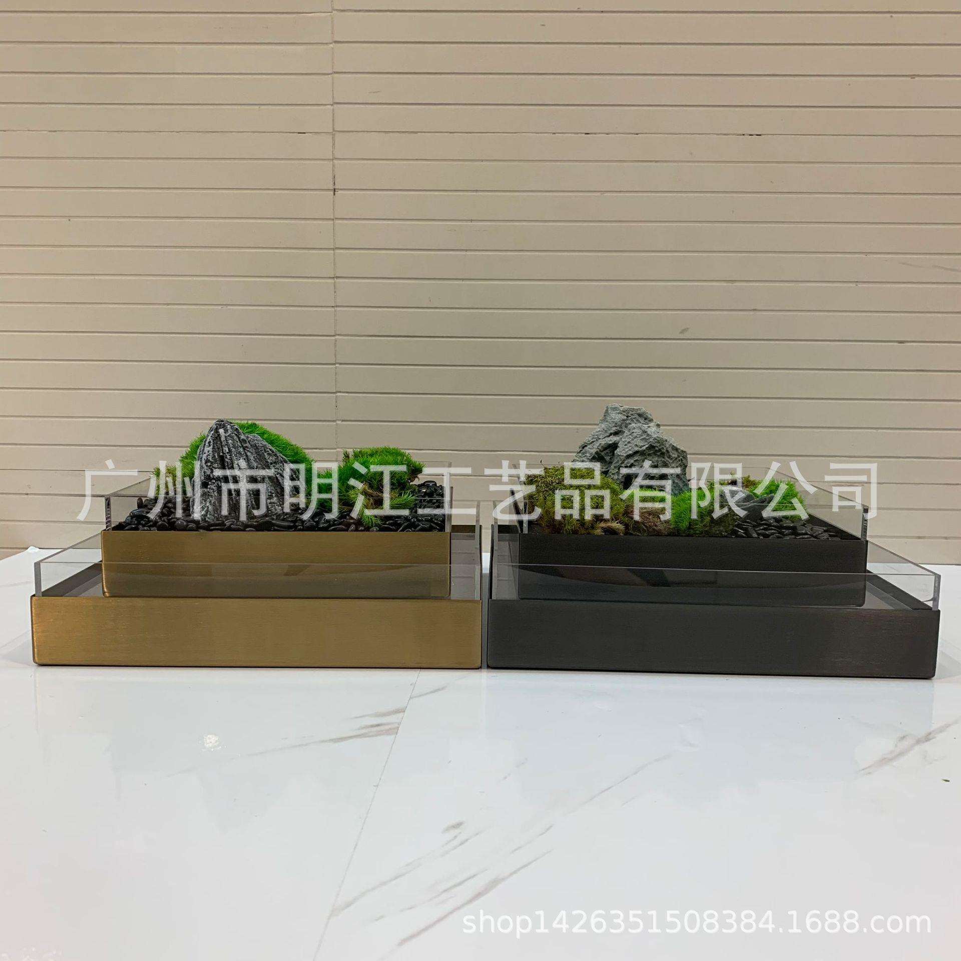 亚克力金属花盆阳台轻奢简约微景观造景永生苔藓盆景摆件酒店装饰