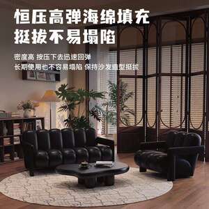 复古黑布艺沙发轻色奢设发计师家用客小沙发公寓民宿服装店厅YY00