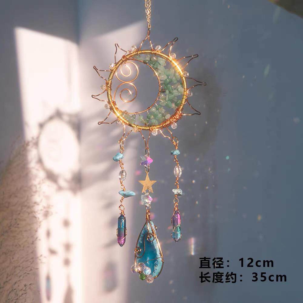 水晶太阳捕手挂饰彩虹梦幻仙气高颜值风铃房间阳台捕梦网挂件