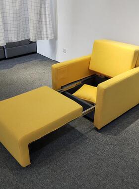 单人沙发床书房办公室午休两用推拉式收纳储物仿棉麻陪护沙发床