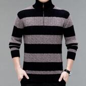 爸款 羊毛针织衫 中青年男士 高档新爸装 休闲拉链高领羊绒冬JUS衫 季