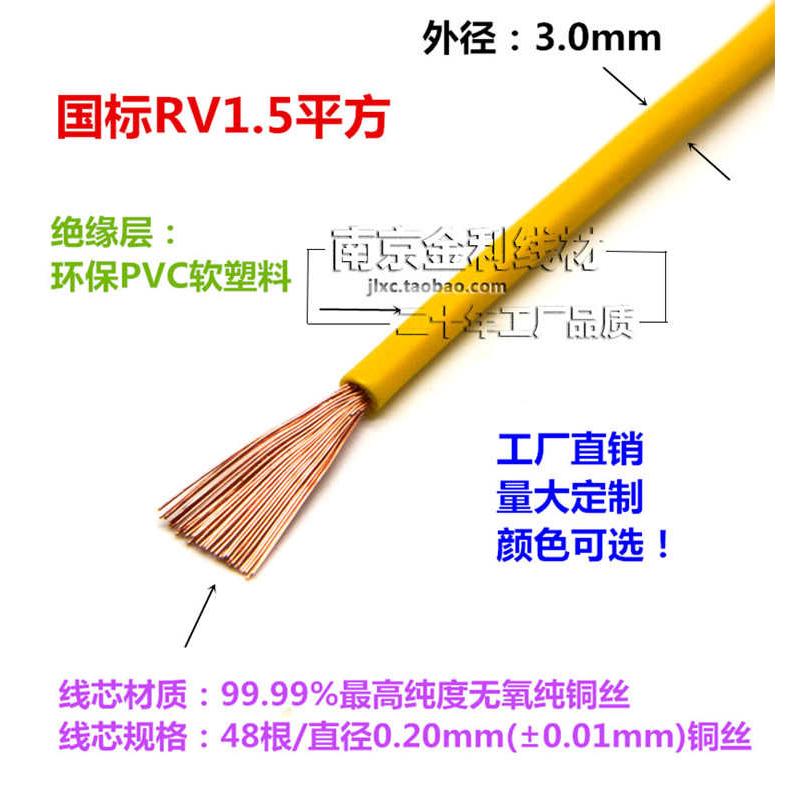国标纯铜RV1.5平方单芯多股软铜线 电源线信号控制家装电线100米