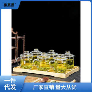 家用客厅待客泡茶杯家庭喝水杯子带把杯具西辰 带把玻璃杯水杯套装