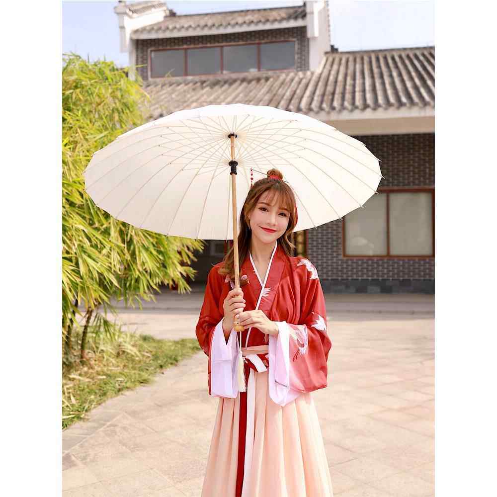 24骨流苏古风伞汉服文艺简约复古雨伞直柄长伞长柄直杆伞女小清新