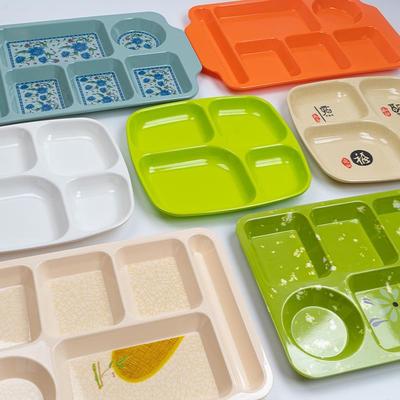学校工厂食堂专用快餐盘塑料密胺四格六格仿瓷商用餐盘分格餐盘子