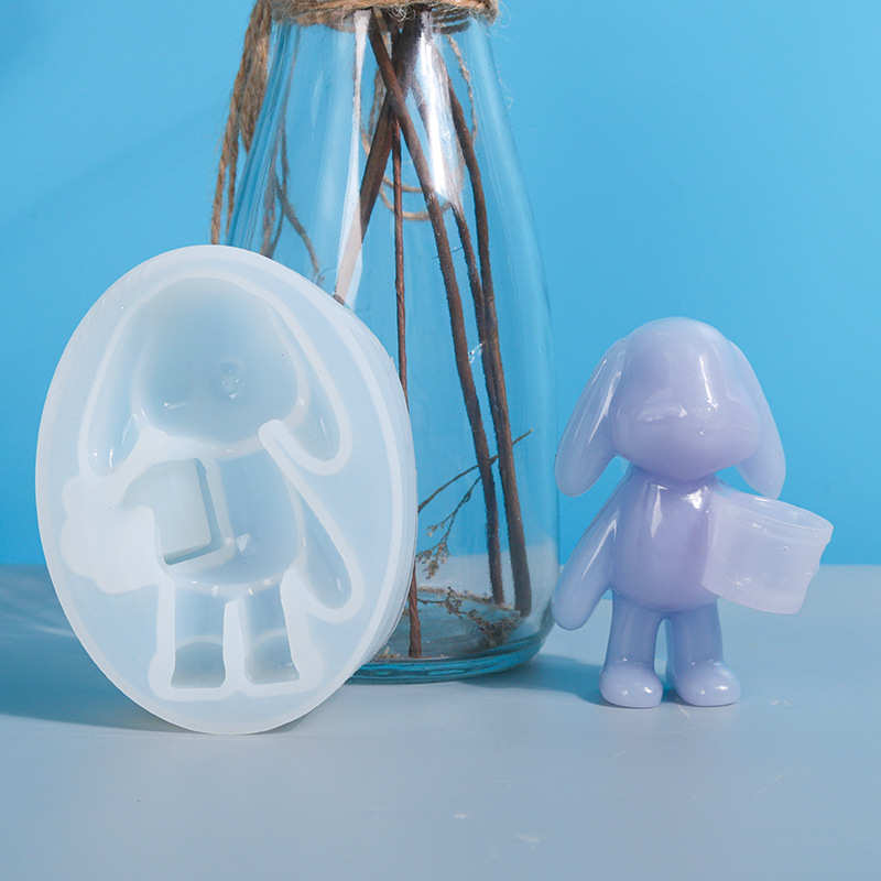 diy得意洋洋水晶滴胶模具抱桶兔子模具镜面制作摆台车载