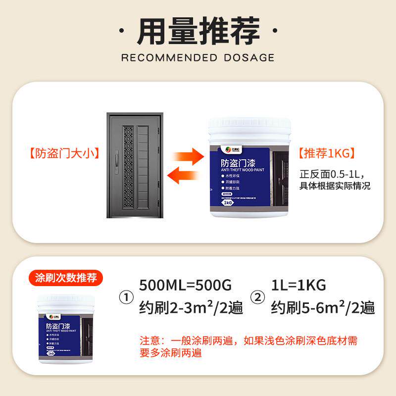 防盗门翻新漆家用入户门改色水性漆油漆铁门不锈钢窗户防锈金属漆