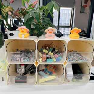 办公室桌面燕尾夹收纳盒抽屉式财务工位铁文件夹子收纳神器置物架