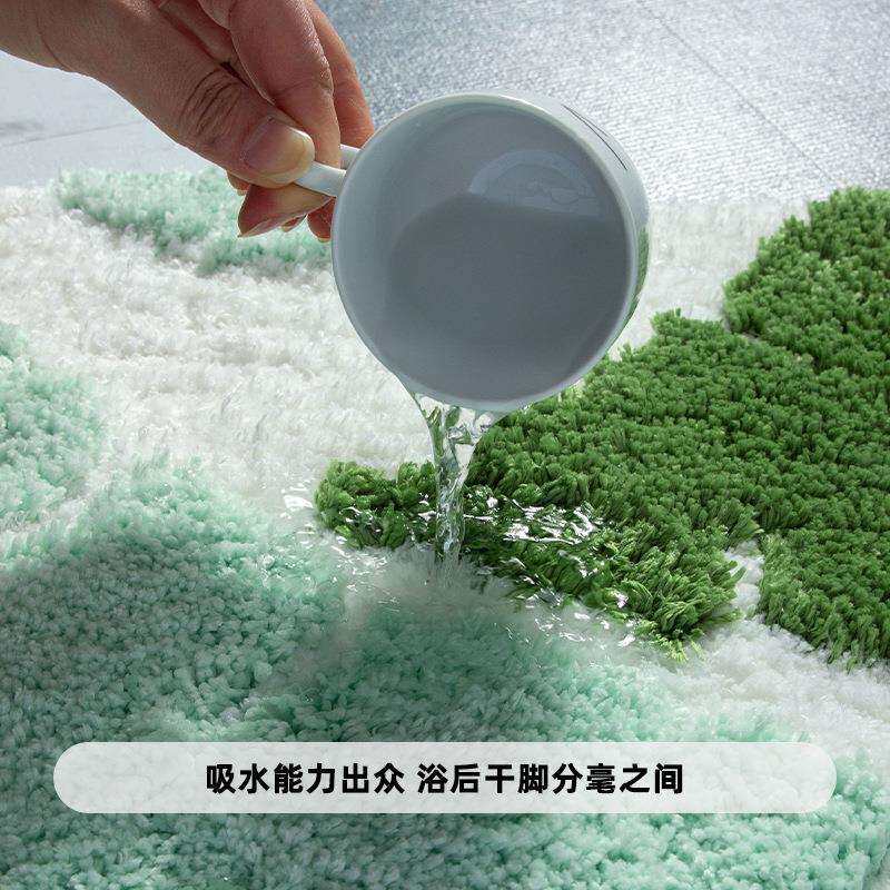树叶簇绒地毯加厚tpr防滑底浴室地垫吸水速干脚垫植绒地毯垫子