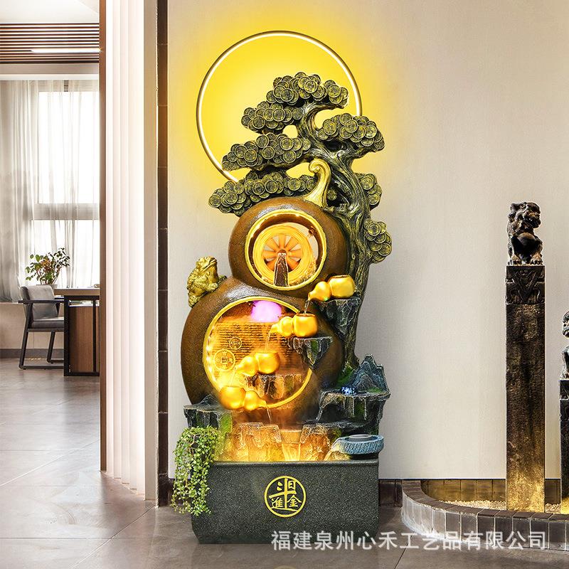 葫芦生喷流水摆泉件招财客厅玄关办公茶室别墅财店铺IFV鱼缸乔迁
