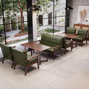 覆古酒吧清吧奶茶店咖啡厅桌椅组合实木沙发茶楼卡座洽谈酒馆休闲